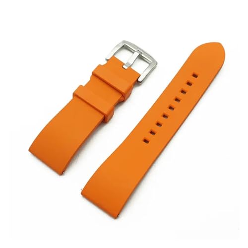 INEOUT Schnellverschluss-Uhrenarmbänder Aus FKM For Herren Und Damen, Zubehör For Taucheruhren, Hochwertiges Fluorkautschuk-Uhrenarmband, 20 Mm, 22 Mm, 24 Mm (Color : Orange-silver, Size : 20mm) von INEOUT