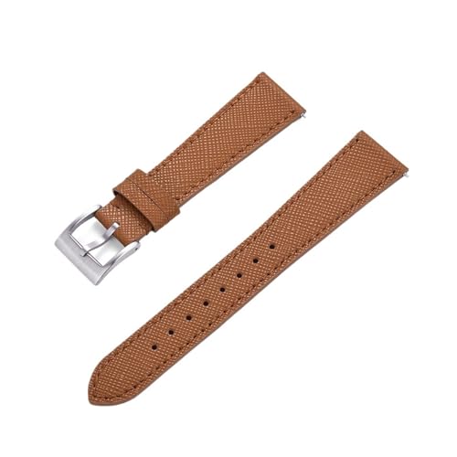 INEOUT Schnellverschluss-Vintage-Uhrenarmband Aus Genähtem Leder, Leder-Uhrenarmbänder, 18 Mm, 19 Mm, 20 Mm, 21 Mm, 22 Mm, 23 Mm, 24 Mm (Color : Brown silver, Size : 18mm) von INEOUT