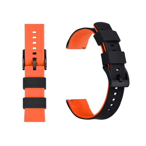 INEOUT Silikon-Uhrenarmband, 20 Mm, 22 Mm, Schnellverschluss, Gummi-Uhrenarmband For Männer Und Frauen, Wasserdichtes Ersatzarmband (Color : Black Orange 2, Size : 22mm) von INEOUT