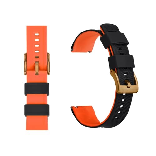 INEOUT Silikon-Uhrenarmband, 20 Mm, 22 Mm, Schnellverschluss, Gummi-Uhrenarmband For Männer Und Frauen, Wasserdichtes Ersatzarmband (Color : Black Orange 3, Size : 22mm) von INEOUT