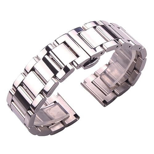 INEOUT Solides Edelstahlarmband, Silbernes Armband, 18 Mm, 20 Mm, 21 Mm, 22 Mm, 23 Mm, 24 Mm, Damen- Und Herrenuhrenarmband Aus Metall(All polished,21mm) von INEOUT