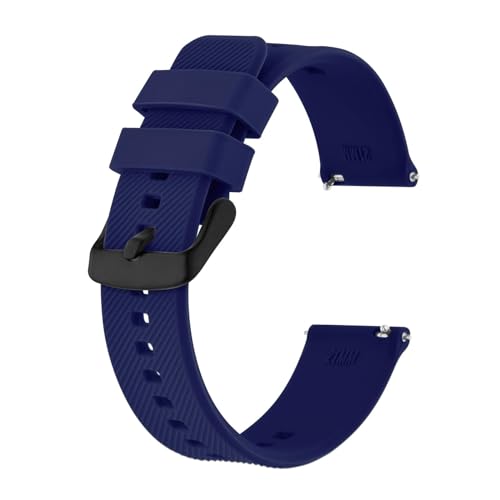 INEOUT Sport-Silikon-Uhrenarmband, 18 Mm, 19 Mm, 20 Mm, 21 Mm, 22 Mm, Armband For Damen Und Herren, Schwarze Sandstrahl-Schnalle (Color : Navy Blue, Size : 22mm) von INEOUT