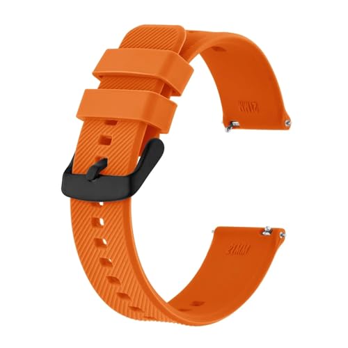 INEOUT Sport-Silikon-Uhrenarmband, 18 Mm, 19 Mm, 20 Mm, 21 Mm, 22 Mm, Armband For Damen Und Herren, Schwarze Sandstrahl-Schnalle (Color : Orange, Size : 20mm) von INEOUT