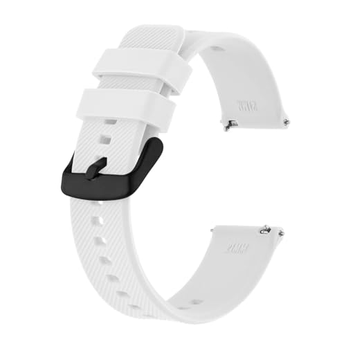 INEOUT Sport-Silikon-Uhrenarmband, 18 Mm, 19 Mm, 20 Mm, 21 Mm, 22 Mm, Armband For Damen Und Herren, Schwarze Sandstrahl-Schnalle (Color : White, Size : 18mm) von INEOUT