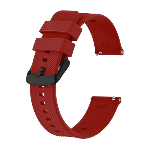INEOUT Sport-Silikon-Uhrenarmband, 18 Mm, 19 Mm, 20 Mm, 21 Mm, 22 Mm, Armband For Damen Und Herren, Schwarze Sandstrahl-Schnalle (Color : Wine Red, Size : 18mm) von INEOUT