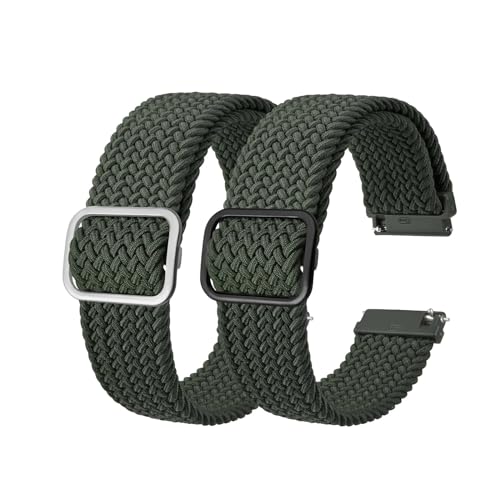 INEOUT Stretch-Nylon-Uhrenarmbänder, 18 Mm, 19 Mm, 20 Mm, 22 Mm, Ersatzgürtel For Smartwatch Mit Schnellverschluss-Federsteg (Color : Green A Green B, Size : 18mm) von INEOUT