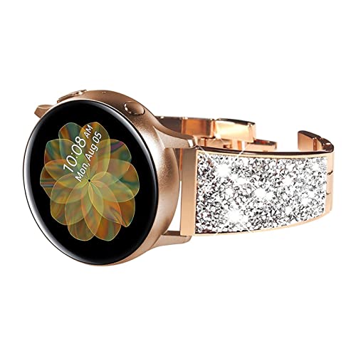 INEOUT Teure Watch Strap Kompatibel mit Samsung Galaxy Watch 3 41mm / Galaxy Uhr 4/4 Klassische Band Bling Frauen Mädchen Dressy Ersatzgurt (Color : Rose-gold, Size : Active 2) von INEOUT