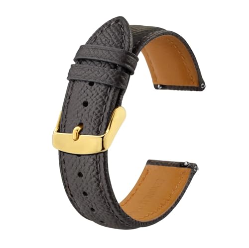 INEOUT Texturierte Leder-Uhrenarmbänder For Männer Und Frauen, 18 Mm, 20 Mm, 22 Mm, Uhrenarmband, Schnellverschluss, Hellrosa Armband, Goldene Schnalle (Color : Grey-Gold, Size : 20mm) von INEOUT