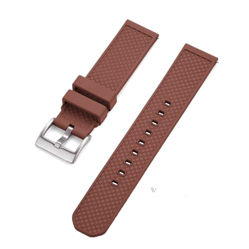 INEOUT Uhrenarmband 18mm 20mm 22mm Neues Design Fluorkautschuk-Uhrenarmbänder Schnellverschluss For Smartwatches (Color : Brown Silver, Size : 18mm) von INEOUT