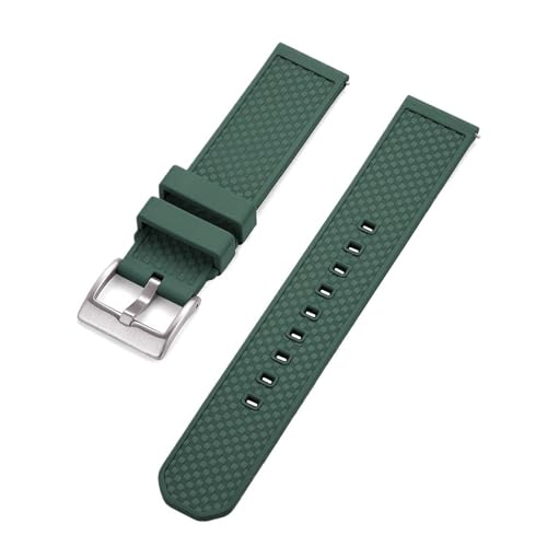 INEOUT Uhrenarmband 18mm 20mm 22mm Neues Design Fluorkautschuk-Uhrenarmbänder Schnellverschluss For Smartwatches (Color : Green Silver, Size : 18mm) von INEOUT