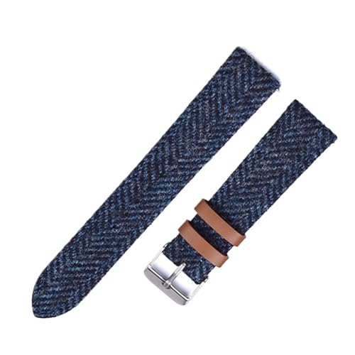 INEOUT Uhrenarmband Aus Echtem Leder, 100% Wollbindung, 18 Mm, 20 Mm, 22 Mm, Vintage-Schnellverschluss-Armband For Herren Und Damen (Color : Blue, Size : 20mm) von INEOUT