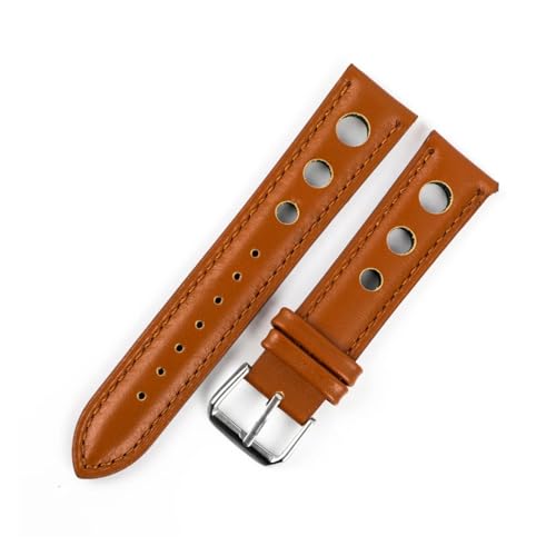 INEOUT Uhrenarmband Aus Echtem Leder, 18 Mm, 20 Mm, 22 Mm, 24 Mm, Edelstahl-Schnalle For Herren Und Damen, Uhrenzubehör(Color:Brown,Size:20mm) von INEOUT