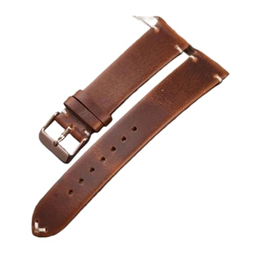 INEOUT Rindsleder-Uhrenarmband, 18 Mm, 19 Mm, 20 Mm, 21 Mm, 22 Mm, Vintage, Handgefertigtes Leder-Uhrenarmband, Herren-Ersatz, Dünnes Armband (Color : Brown 1, Size : 18mm) von INEOUT