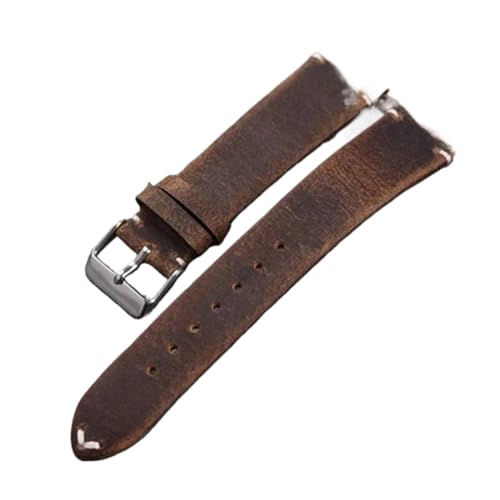 INEOUT Rindsleder-Uhrenarmband, 18 Mm, 19 Mm, 20 Mm, 21 Mm, 22 Mm, Vintage, Handgefertigtes Leder-Uhrenarmband, Herren-Ersatz, Dünnes Armband (Color : Coffee 2, Size : 19mm) von INEOUT