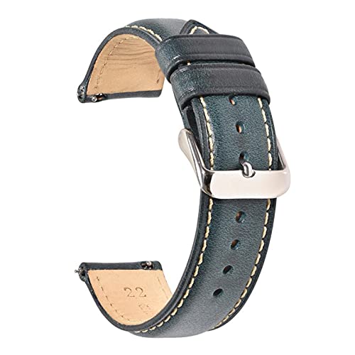 INEOUT Ölgegerbtes Leder 22mm 20mm 18mm Uhrenband Schnellspanner Uhr Bandband Braun Kompatibel mit Männern Frauen Kompatibel mit Fossil (Color : Dark blue-S, Size : 18mm) von INEOUT