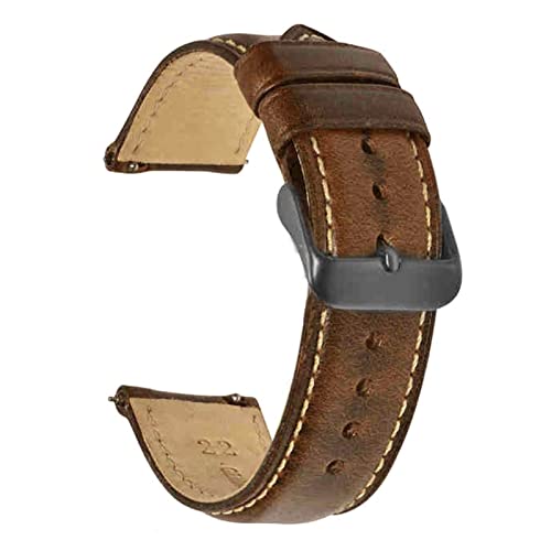 INEOUT Ölgegerbtes Leder 22mm 20mm 18mm Uhrenband Schnellspanner Uhr Bandband Braun Kompatibel mit Männern Frauen Kompatibel mit Fossil (Color : Dark brown-B, Size : 22mm) von INEOUT