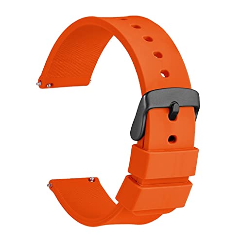 INEOUT Uhrenband 14mm 18mm 20mm 22mm 24mm Silikon Sport Watch Strap Herren Frauen Replementband Gummi Armband Edelstahlschnalle (Color : Orange, Size : 19mm) von INEOUT