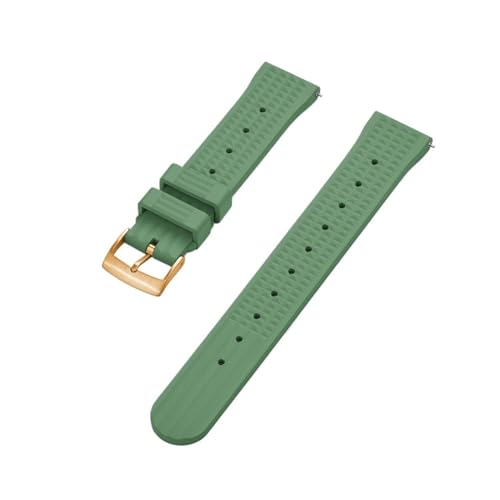 INEOUT Waffel-Uhrenarmband 20 Mm 22 Mm Sport-Schnellverschluss-Uhrenarmbänder Aus FPM/FKM-Gummi For Herren-Taucheruhren (Color : Green gold, Size : 22mm) von INEOUT