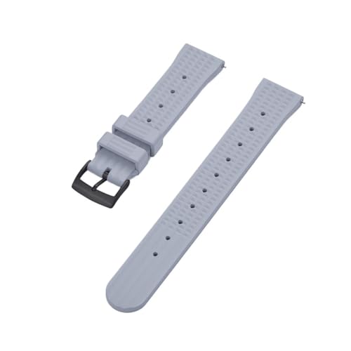 INEOUT Waffel-Uhrenarmband 20 Mm 22 Mm Sport-Schnellverschluss-Uhrenarmbänder Aus FPM/FKM-Gummi For Herren-Taucheruhren (Color : Grey black, Size : 22mm) von INEOUT