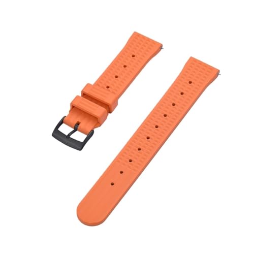 INEOUT Waffel-Uhrenarmband 20 Mm 22 Mm Sport-Schnellverschluss-Uhrenarmbänder Aus FPM/FKM-Gummi For Herren-Taucheruhren (Color : Orange black, Size : 22mm) von INEOUT