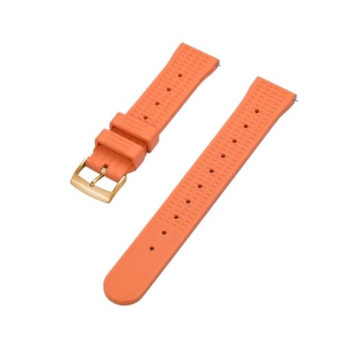 INEOUT Waffel-Uhrenarmband 20 Mm 22 Mm Sport-Schnellverschluss-Uhrenarmbänder Aus FPM/FKM-Gummi For Herren-Taucheruhren (Color : Orange gold, Size : 20mm) von INEOUT