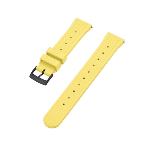 INEOUT Waffel-Uhrenarmband 20 Mm 22 Mm Sport-Schnellverschluss-Uhrenarmbänder Aus FPM/FKM-Gummi For Herren-Taucheruhren (Color : Yellow black, Size : 20mm) von INEOUT