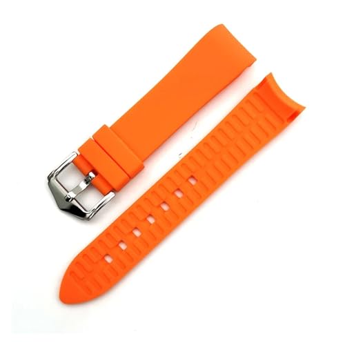 INEOUT Weiches Silikonarmband, Gebogener Bogen, Gummi-Uhrenarmband, Herren-Sport-Armbanduhr, Wasserdicht, 18 Mm, 20 Mm, 22 Mm, 24 Mm (Color : Orange, Size : 18mm) von INEOUT