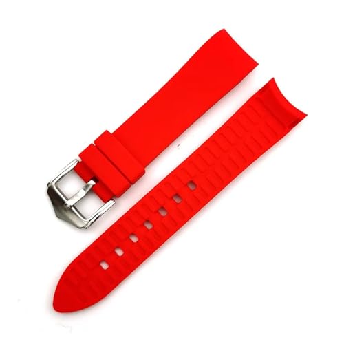 INEOUT Weiches Silikonarmband, Gebogener Bogen, Gummi-Uhrenarmband, Herren-Sport-Armbanduhr, Wasserdicht, 18 Mm, 20 Mm, 22 Mm, 24 Mm (Color : Red, Size : 22mm) von INEOUT