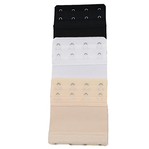 INF BH Verlängerung 3 Stück Bra Extender 2 Reihen 4 Haken, Beige-Schwarz-Weiß von INF