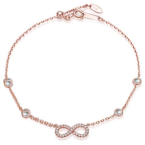 Fashion Unendlichkeit Symbol Damen Mädchen Armband, 925 Sterling Silber farbig zirkonia Armkette, Verstellbar Armkettchen Armreif,Geburtstag geschenk, Rosegold Fashion Unendlichkeit Symbol Damen Mädchen Armband, 925 Sterling Silber farbig zirkonia Armkette, Verstellbar Armkettchen Armreif,Geburtstag geschenk, Rosegold von INFINIONLY