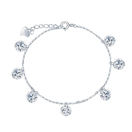 INFINIONLY Damen Silber Armband Kreatives Kristall Armbänder Elegante 925 Silber Verstellbares Ankerkette Mädchen Zirkonia Armband von INFINIONLY