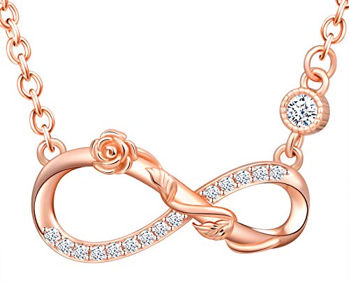INFINIONLY Damen Halskette Anhänger, 925 Sterling silber Schmuck-Sets, Elegante Rose Wicklungs Unendlichkeitssymbol Halskette, Roségold, Intarsien Zirkon, Geburtstag Weihnachten Geschenk INFINIONLY Damen Halskette Anhänger, 925 Sterling silber Schmuck-Sets, Elegante Rose Wicklungs Unendlichkeitssymbol Halskette, Roségold, Intarsien Zirkon, Geburtstag Weihnachten Geschenk von INFINIONLY