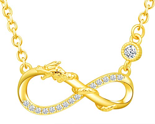 INFINIONLY Damen Halskette Anhänger, 925 Sterling silber Schmuck-Sets, drache Halskette, golden, Intarsien Zirkon, Tier-Unendlichkeitssymbol Schmuck Set von INFINIONLY