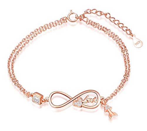 INFINIONLY Damen Mädchen 925 Sterling Silber Armband, Infinite Symbol Armband, Intarsien Zirkon, verstellbare Kette, Valentinstag Weihnachten Geburtstags geschenk von INFINIONLY