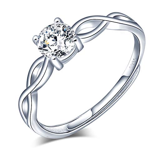 INFINIONLY-Damen Mädchen 925 Sterling Silber offener Ring, Unendliches Symbol Diamant Ring, Verlobung Ehering, Einstellbare Ring größe, Weihnachten Geburtstag Geschenk von INFINIONLY