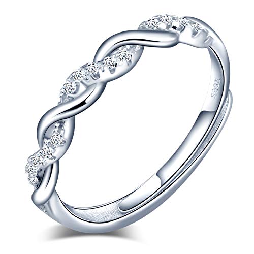 INFINIONLY-Damen Mädchen 925 Sterling Silber offener Ring, Unendliches Symbol Intarsien Zirkon Ring, Verlobung Ehering, Einstellbare Ring größe, Weihnachten Geburtstag Geschenk von INFINIONLY