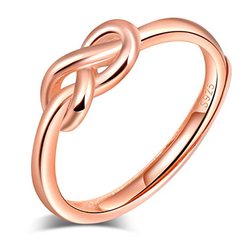 INFINIONLY-Damen Mädchen 925 Sterling Silber offener Ring, Unendliches Symbol Ring, Roségold, Verlobung Ehering, Einstellbare Ring größe, Weihnachten Geburtstag Geschenk von INFINIONLY