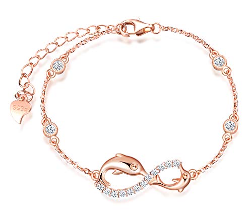 INFINIONLY Damen Mädchen 925 Sterling silber Armbänder, Schmuck-Sets, Nettes Delfin-Unendlichkeitssymbol Armbänder, roségold, Intarsien Zirkon, Geburtstag Weihnachten Geschenk INFINIONLY Damen Mädchen 925 Sterling silber Armbänder, Schmuck-Sets, Nettes Delfin-Unendlichkeitssymbol Armbänder, roségold, Intarsien Zirkon, Geburtstag Weihnachten Geschenk von INFINIONLY