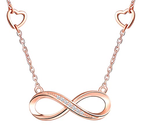 INFINIONLY Damen Mädchen Anhänger Ohrring und Armbänder, 925 silber schmuck-sets, elegante unendlichkeitssymbol-herz anhänger ohrring armbänder, damen schmuck-set, Intarsien Zirkon, rosegold von INFINIONLY