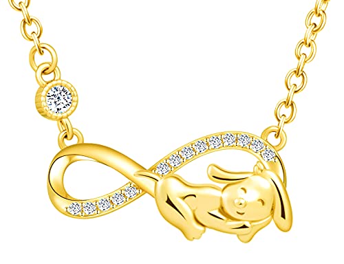 INFINIONLY Damen Mädchen Anhänger Ohrring und Armbänder, 925 silber schmuck-sets, süßer hund-unendlichkeitssymbol anhänger ohrring armbänder, damen schmuck-set, Intarsien Zirkon, gold von INFINIONLY