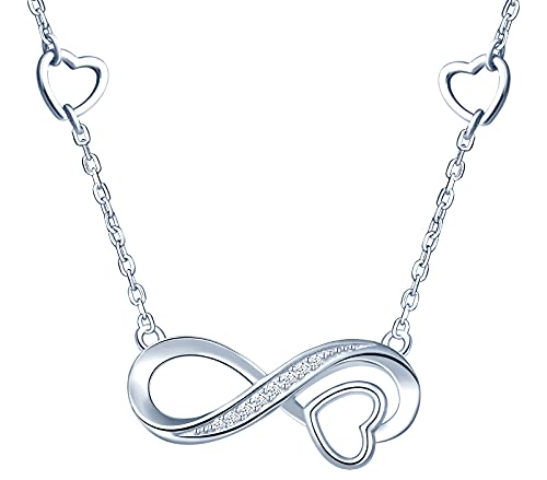 INFINIONLY Damen Mädchen Anhänger Ohrring und Armbänder, 925 silber schmuck-sets, unendlichkeitssymbol-herz anhänger ohrring armbänder, infinity symbol schmuck-set, Intarsien Zirkon, silber von INFINIONLY