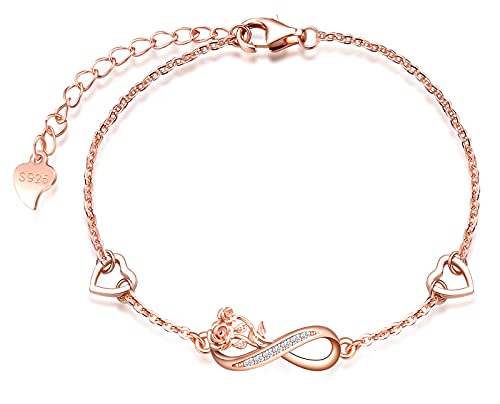 INFINIONLY Damen Mädchen Armbänder, 925 silber armband, Unendlichkeitssymbol armband, unendlichkeitssymbol armbänder eingelegter rosenstrauß, intarsien zirkon, rose gold von INFINIONLY