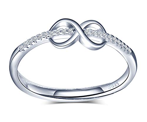 INFINIONLY Damen Mädchen Ringe öffnen, 925 Sterling silber einstellbarer ringe, mini Unendlichkeits symbol ringe, Hochzeitsring, Verlobungsring, Intarsien Zirkon von INFINIONLY