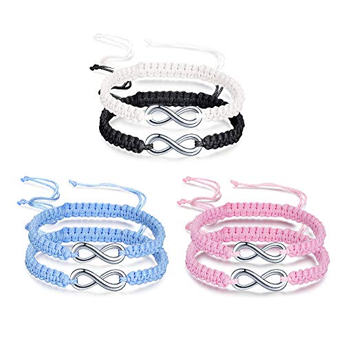 INFINIONLY Damen Mädchen geflochtenes Armband, Edelstahl Unendlichkeit Symbol Armkettchen, Handgefertigt Armschmuck Verstellbar 17-28CM (Insgesamt sechs) von INFINIONLY