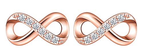 INFINIONLY Damen Ohrringe, 925 Silber Ohrringe, unendlichkeits-symbol Ohrringe, Eingelegter Zirkon, Rosegold INFINIONLY Damen Ohrringe, 925 Silber Ohrringe, unendlichkeits-symbol Ohrringe, Eingelegter Zirkon, Rosegold von INFINIONLY