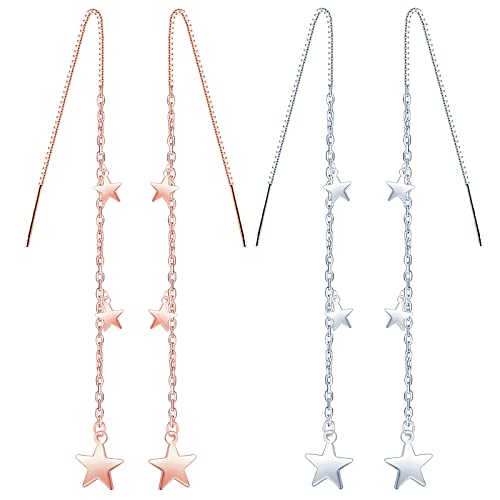 INFINIONLY Damen Stern Lange Ohrringe, 925 Sterling Silber Ohrringe für Mädchen, Elegante Stern Quaste Ohrringe, Hypoallergen Ohrschmuck von INFINIONLY