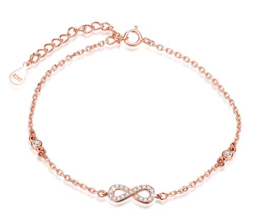 INFINIONLY Damen und Mädchen 925 Sterling silber Armbänder, mini Unendlichkeits symbol Armband, roségold, Intarsien Zirkon INFINIONLY Damen und Mädchen 925 Sterling silber Armbänder, mini Unendlichkeits symbol Armband, roségold, Intarsien Zirkon von INFINIONLY