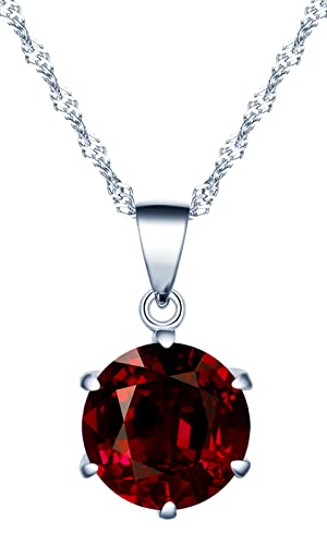 INFINIONLY Damen und Mädchen Halskette Anhänger, 925 Sterling silber halskette, 6-Steg-Krappenfassung Einzelne Diamant Anhänger, Einfache bunte zirkon halskette, Perfekter Schneidprozess, rot INFINIONLY Damen und Mädchen Halskette Anhänger, 925 Sterling silber halskette, 6-Steg-Krappenfassung Einzelne Diamant Anhänger, Einfache bunte zirkon halskette, Perfekter Schneidprozess, rot von INFINIONLY
