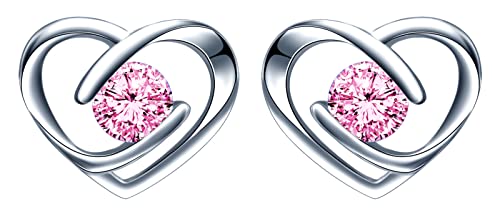 INFINIONLY Damen und Mädchen Herz Ohrringe, 925 Sterling silber ohrringe, Herz Diamant Ohrringe, Einfache bunte zirkon ohrstecker, Perfekter Schneidprozess, rosa zirkon INFINIONLY Damen und Mädchen Herz Ohrringe, 925 Sterling silber ohrringe, Herz Diamant Ohrringe, Einfache bunte zirkon ohrstecker, Perfekter Schneidprozess, rosa zirkon von INFINIONLY