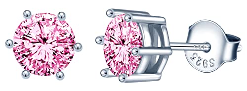 INFINIONLY Damen und Mädchen Ohrringe, 925 Sterling silber ohrringe, 6-Steg-Krappenfassung Einzelne Diamant Ohrringe, Einfache bunte zirkon ohrstecker, Perfekter Schneidprozess, rosa zirkon INFINIONLY Damen und Mädchen Ohrringe, 925 Sterling silber ohrringe, 6-Steg-Krappenfassung Einzelne Diamant Ohrringe, Einfache bunte zirkon ohrstecker, Perfekter Schneidprozess, rosa zirkon von INFINIONLY